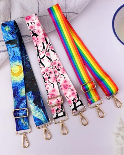 Image of Crossbody Purse Strap for Women Men Girls Boys Mother Girlfriend Gift, Replacement Bag Belt Strap for Purse Handbag Guitar Camera, Adjustable Canvas Wide Shoulder Strap with Golden Hooks