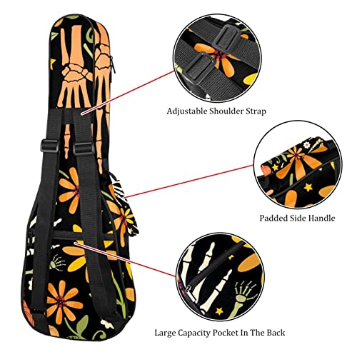 Housse de transport pour ukulélé avec mains en os et feuilles florales – Pour concert soprano ténor – 58,4 cm… - Les Beatles, Paul McCartney, John Lennon, RIngo Starr, George Harrison Housse de transport pour ukulélé avec mains en os et feuilles florales - Pour concert soprano ténor - 58,4 cm… – Image 4