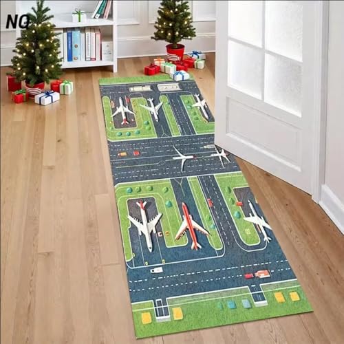 Alfombra antideslizante con mapa de aeropuerto cómic duradera 2