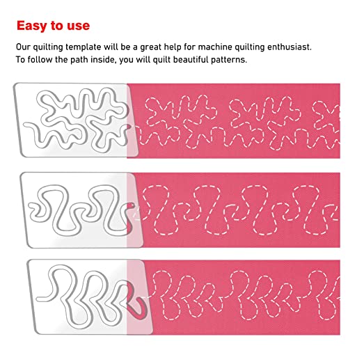 Kapyoo 3Pcs Freemotion Quilting Rulers And Templates Set Quilting Templates For Machine Quilting Quilting Supplies Quilting Patterns With Non-Slip Grips (Series B) #TOP5