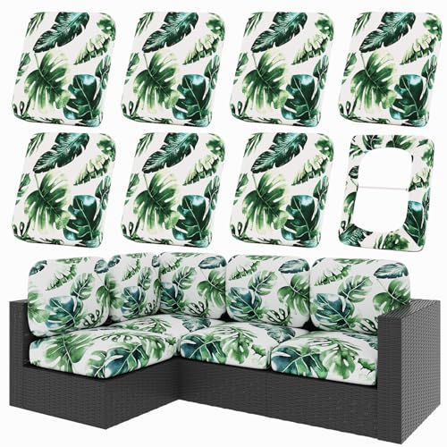 hyha 8Pcs Patio Cushion Covers, Stretch Outdoor Couch Cushion Covers