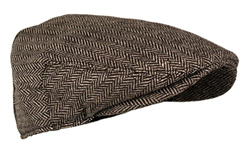 Wonderful Fashion Men's Classic Herringbone Tweed Wool Blend Newsboy Ivy Hat (Brown, Sm) #TOP3