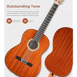 Vangoa Guitare Classique Pour Débutants, Guitare Traditionnelle 4/4, Table Tous les Matériaux Sapelli, Avec Housse, Pédale, Accordeur De Guitare, Capodastre, Cordes De Rechange, 39 Pouces - Les Beatles, Paul McCartney, John Lennon, RIngo Starr, George Harrison Vangoa Guitare Classique Pour Débutants, Guitare Traditionnelle 4/4, Table Tous les Matériaux Sapelli, Avec Housse, Pédale, Accordeur De Guitare, Capodastre, Cordes De Rechange, 39 Pouces – Image 2