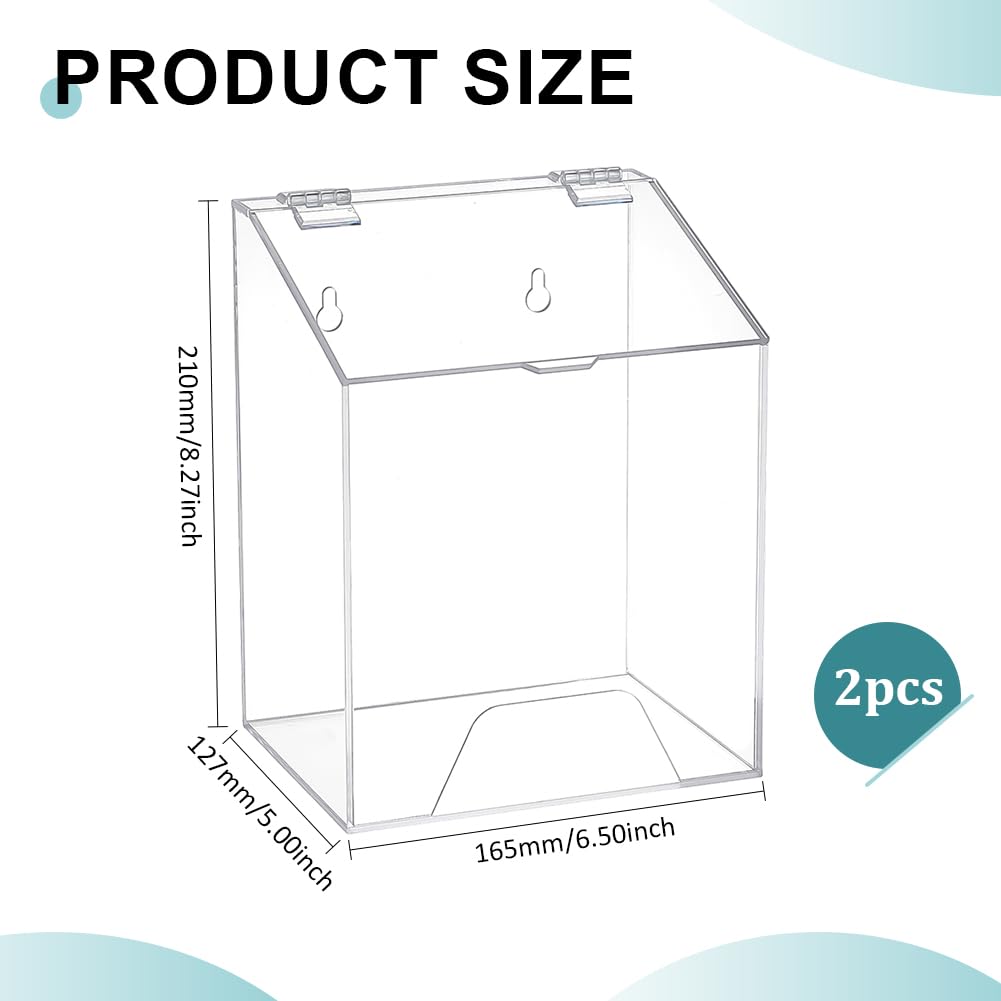 2 Stück Acryl Spender Wand Montage Klar Gesichts Abdeckung Halter 6.5x5x8.27 Zoll für Haarnetz Erbrechen Taschen Schuh Abdeckungen Bart Netze