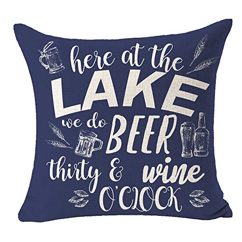 Soparlly Set Of 4 Relax You Are On Lake Time Better Wake At The Lake Pillows Cotton Linen Decorative Home Office Throw Pillow Case Couch Cushion Cover 18X18 Inches ¡­ #TOP4