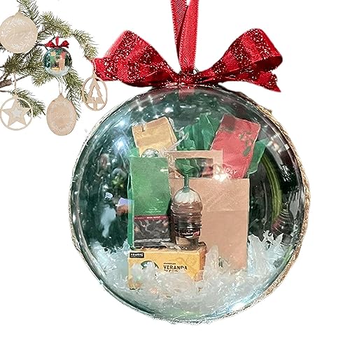 Bola de adorno transparente rellenable, decoración de bola de Navidad de 3.5 pulgadas, incluye caja Express y bola de lazo para suministros de manualidades Exbert