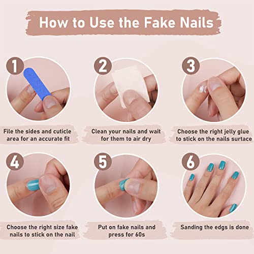 Short Press On Nails Brown Square, Glossy Acrylic Solid Fake Nails Natural, 24Pcs False Nails With Designs, Glue On Nails Art Kit For Women #TOP5