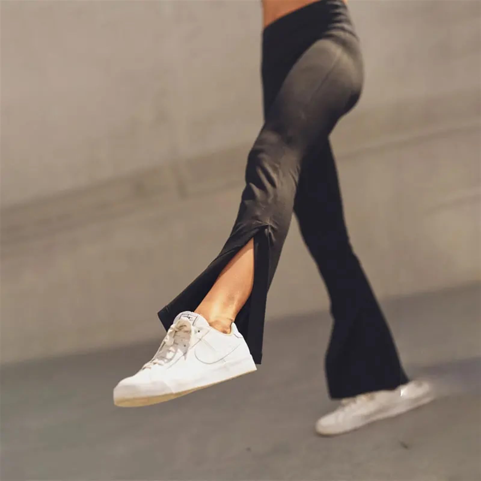 Black Flare Yoga Pants Women Gym Fitness Flared Leggings High Waist Wide Leg Pants Elasticity Latin Dance Long Trouser(L)
