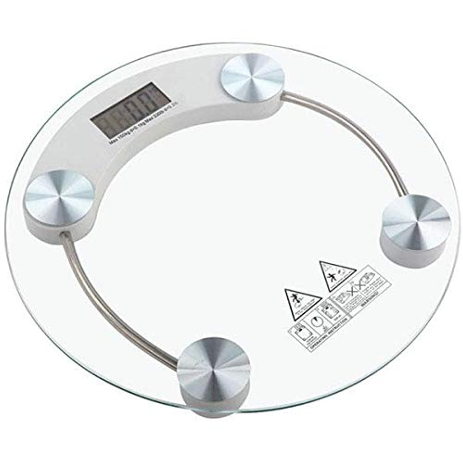 Digital Body Weight Bathroom Scale, Tempered Glass, Precision Graduation: 0.1kg -150kg,Transparent Round