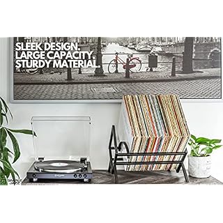 Porte-disques vinyles – Capacité de 80 à 100 LP – Pour livres, magazines, affichage et rangement – Métal (Noir mat) - Les Beatles, Paul McCartney, John Lennon, RIngo Starr, George Harrison Porte-disques vinyles - Capacité de 80 à 100 LP - Pour livres, magazines, affichage et rangement - Métal (Noir mat) – Image 2