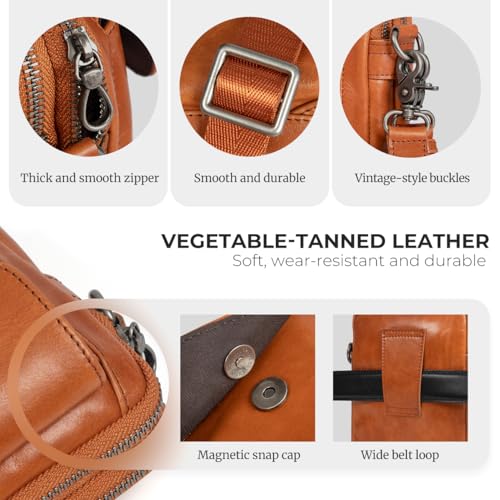 Image of Augus Genuine Leather Small Crossbody Messenger Phone Bag for men's