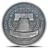 USA 250th Independence Anniversary Challenge Coin - Liberty Bell & Eagle 1776-2026 Declaration of Independence Coins