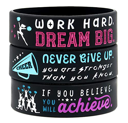 Inkstone Cheerleading Bracelets | (12-Pack) Sports Motivational Quotes "If You Believe You Will Achieve" | Durable | Encouraging Gifts for Team, Friends, Colleagues, and Employee