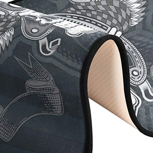 Skull With Vintage Motorcycle Runner Rug Floor Mat Non-Skid Kitchen Rug Soft Area Rug For Bathroom Entryway Hallway Dining Living Room #TOP6