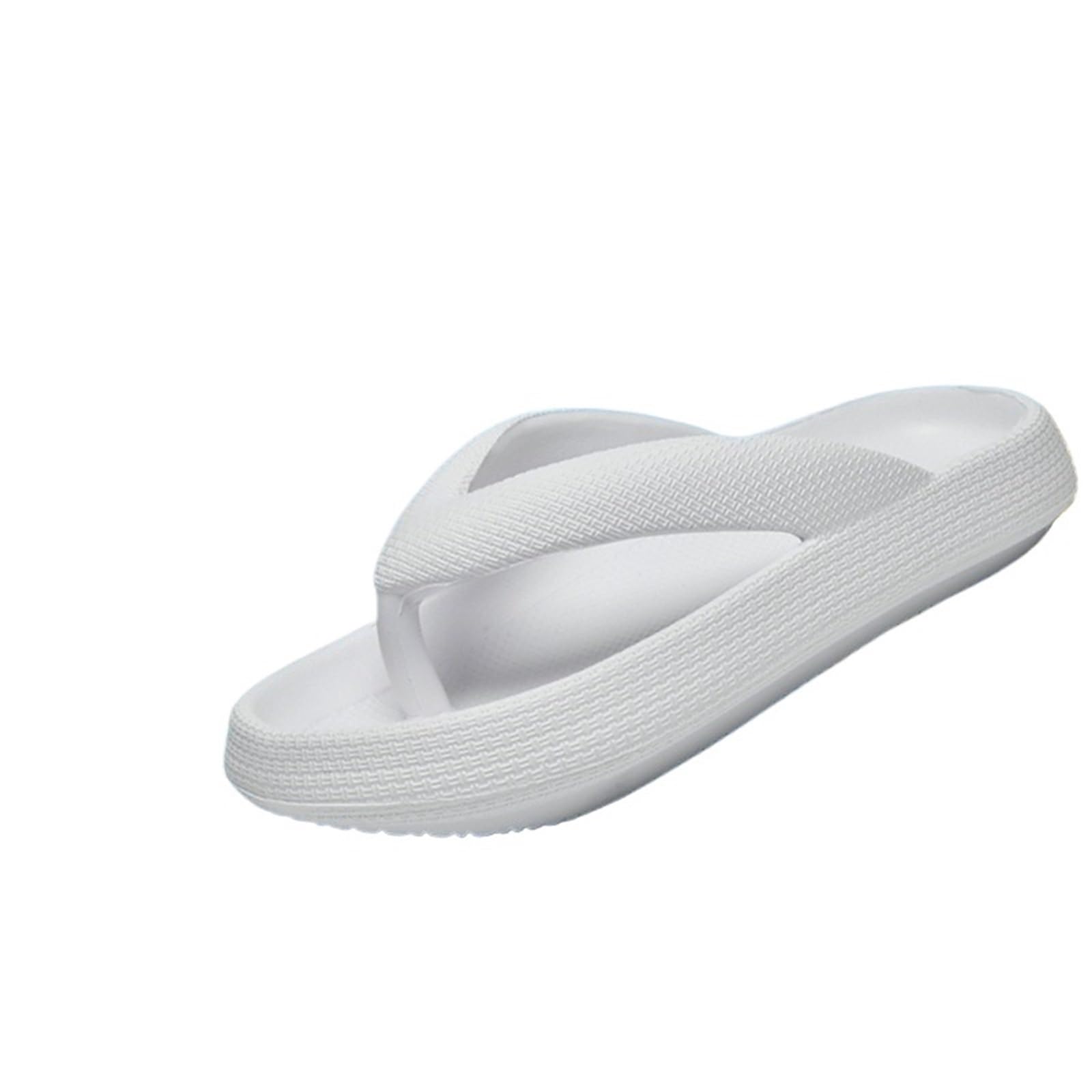 ERHTGUO Ladies Lightweight Solid Color Sandals - Casual Indoor/Outdoor Couples Flip Flops, Comfortable Slip-On Beach Footwear(WHITE,36-37)