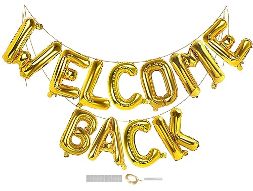 DUXUANT Welcome Back Bannière de ballons de bienvenue en aluminium Lettre Ballons alphabet pour le premier jour de l'école Enseignant Retour à l'école Décor Bienvenue Fête Fournitures