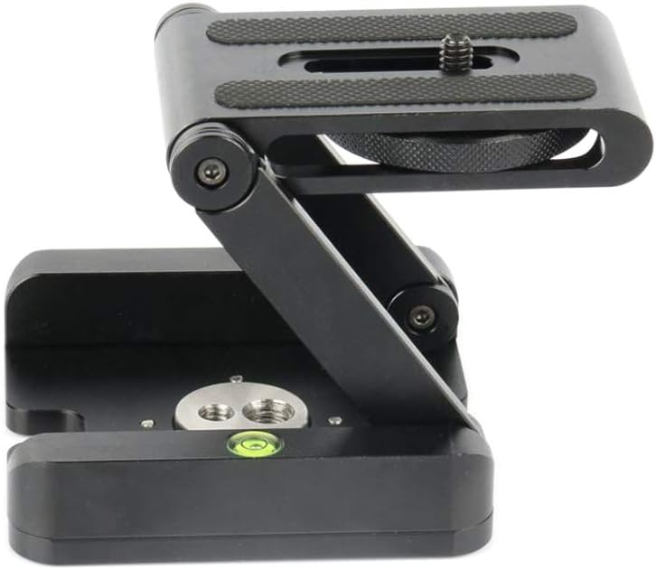 Foto&Tech Z Flex Tilt Ball Head Aluminum Alloy Z Folding QR Plate Bracket Stand Holder with Bubble Level Compatible with Canon Nikon Sony Pentax Camera Camcorder Slide Rail Tripod Slider