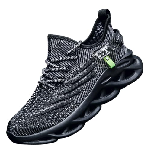 ZDFQLGV Męskie buty outdoorowe z podszewką, wodoszczelne, ciepłe, pluszowe, skórzane, do wędrówek, trekkingu, buty do biegania, antypoślizgowe, modne, wygodne, lekkie, czarny A, 43 EU