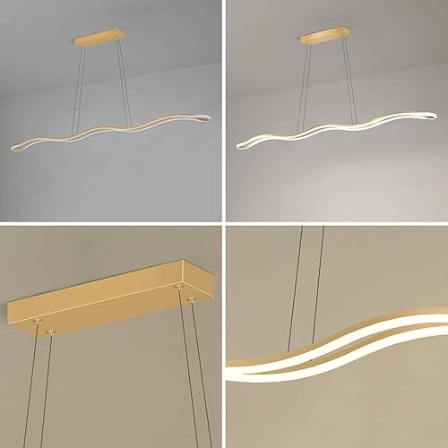 Miniatura 5 de Luces colgantes lineales retro nórdicas 3000 K luz cálida para colgar en el techo, lámpara de araña de altura ajustable para comedor, isla de cocina