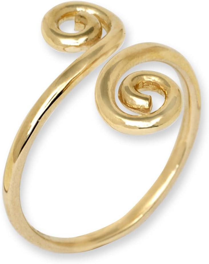 JewelryWeb -Solid 10K Gold Adjustable Swirl Art Deco Toe Ring - 10mm x 18mm - Hypoallergenic and Non Tarnish - Summer Jewelry