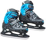  Nijdam Paire de patins de hockey sur glace réglables pour enfants Noir Anthrazit-Grau-Blau 31-34