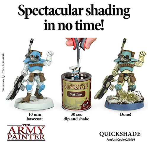 The Army Painter Quickshade Dip Soft Tone, Quickly Dipping and Shading Entire Wargaming Armies, Oil Wash for Miniature Figures, for Tabletop Roleplaying or Wargames, 250 ml (Soft Tone)