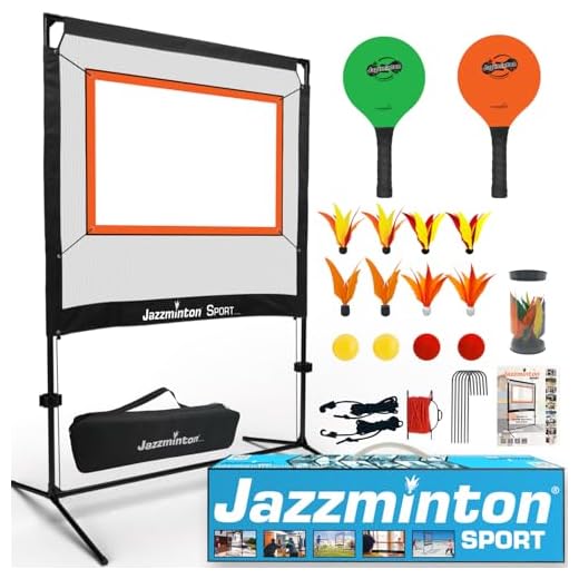 Jazzminton-Sport – The Original Paddle Game with Net for Indoors & Outdoors – Active, Joint-Friendly Family Fun – Like Badminton, Pickleball & Tennis with a Twist