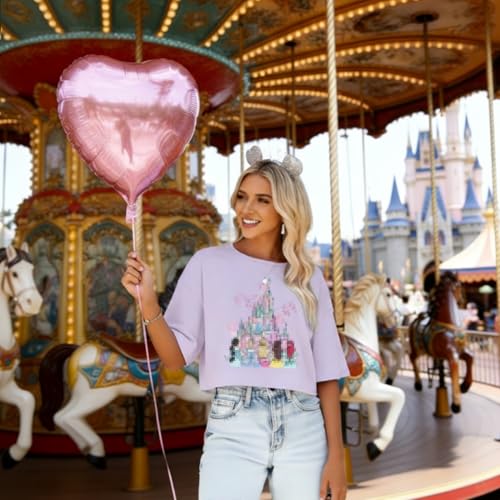 Image of Magical Crop Shirt for Women Magic Kingdom Princess Tshirt Funny Family Vacation Trip Tee Casual Holiday Top