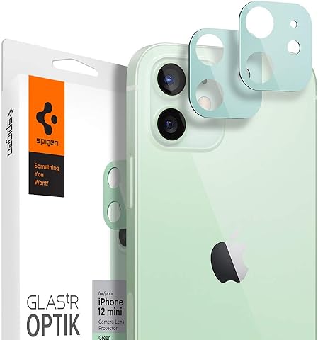Spigen iPhone 12 Mini Kamera Lens Camı Koruyucu Glas.tR Optik (2 Adet) Green - AGL02463
