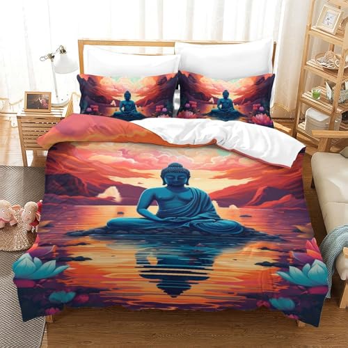 Literie Bouddha 3D microfibre parure 3pcs housse de couette single - 2