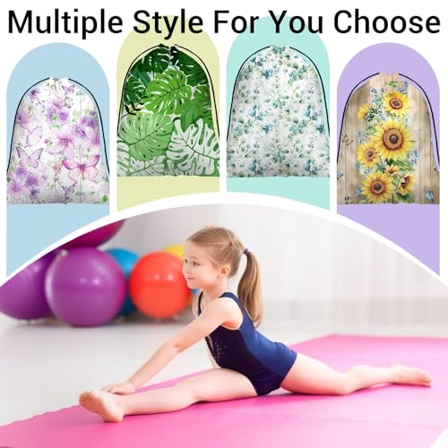 Image of Gymnastics Grip Bags Green Leaf Lightweight Small Drawstring Bag for Sport