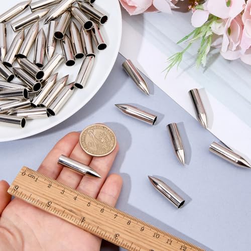 SUPERFINDINGS 50Pcs Field Tips Stainless Steel Arrow Tips ID 7mm Arrow Heads Archery Target Practice Tip Glue On Field Points Broadheads for Arrows Archery Accessories - Thumbnail 3