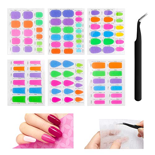 7 Packs Silk Fiberglass Nail Extension Form 6 Nail Shapes 188 Pcs Non-Woven Fiberglass Nail Art Quick Extension Acrylic Nail/UV GEL Nail Form with Tweezers DIY Manicure Accessories for Women Lady