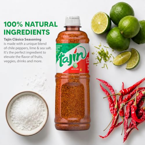 Image of Tajin Clasico Seasoning, Authentic Mexican Chili Lime Spice Blend for Fruit, Snacks, Tacos, and Cocktails, Zesty Flavor Enhancer, 14 oz (Pack of 12)