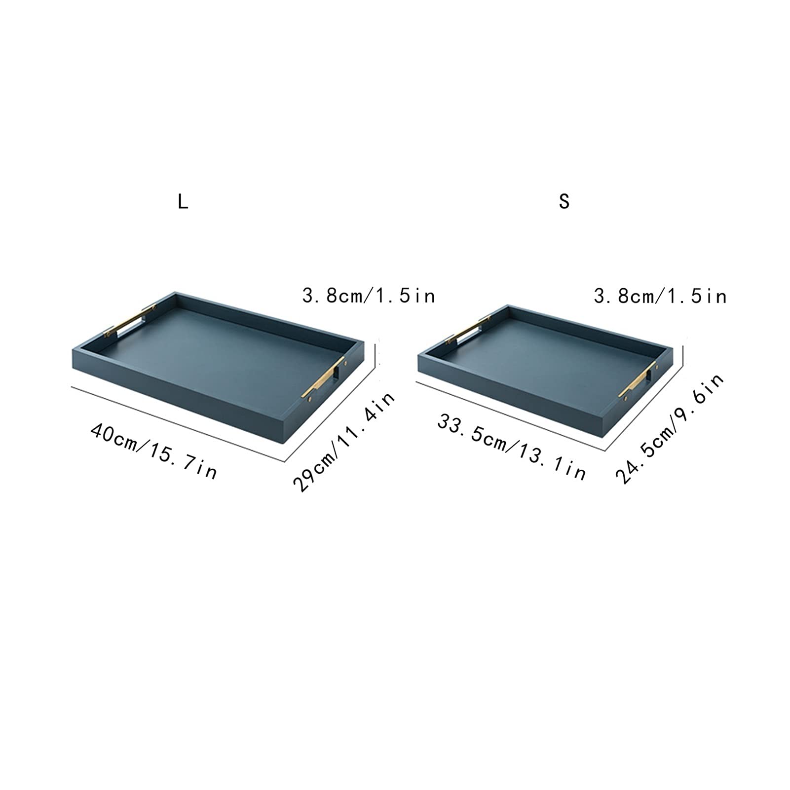 Bandeja Bandeja y Plato de Servicio, Bandeja de Bocadillo de Madera Gruesa de Madera Rectangular, Bandeja de Desayuno, decoración de Granja con Estilo Bandejas para Servir Comida(B,S)