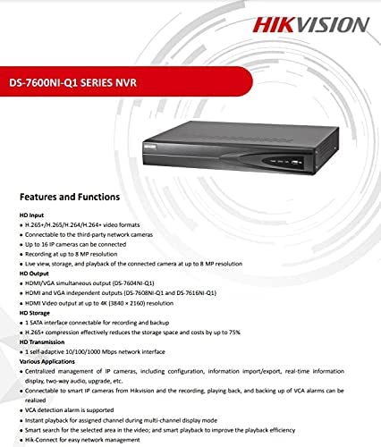 GRAVADOR NVR 16 CANAIS 4M FHD – DS-7616NI-Q1 – HIKVISION