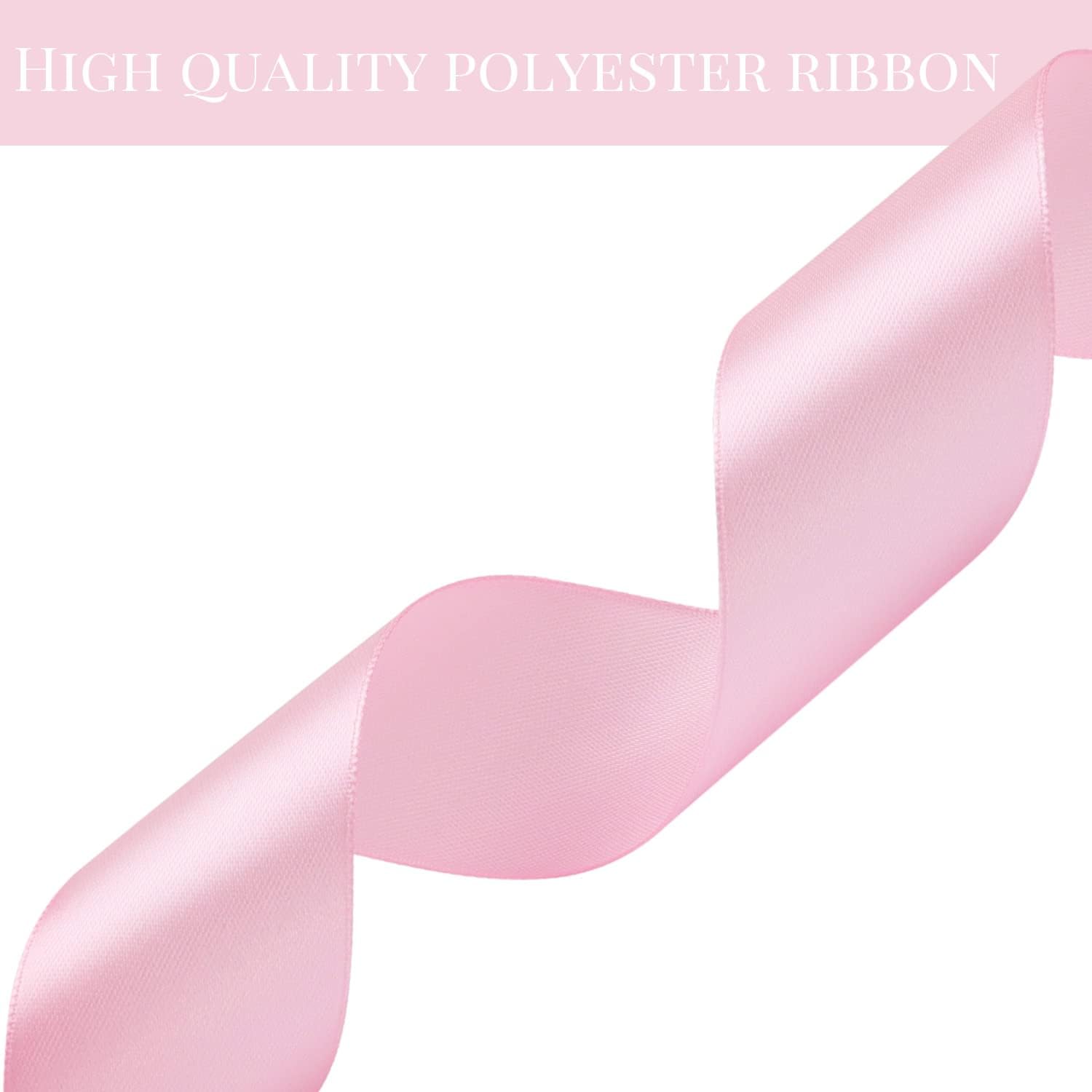 25 Yard Ribbon for Gift Wrapping Crafts Wedding Decoration Bouquets Party Arrangement (1 1/2 inch X 25 Yards, Light Pink) image 3