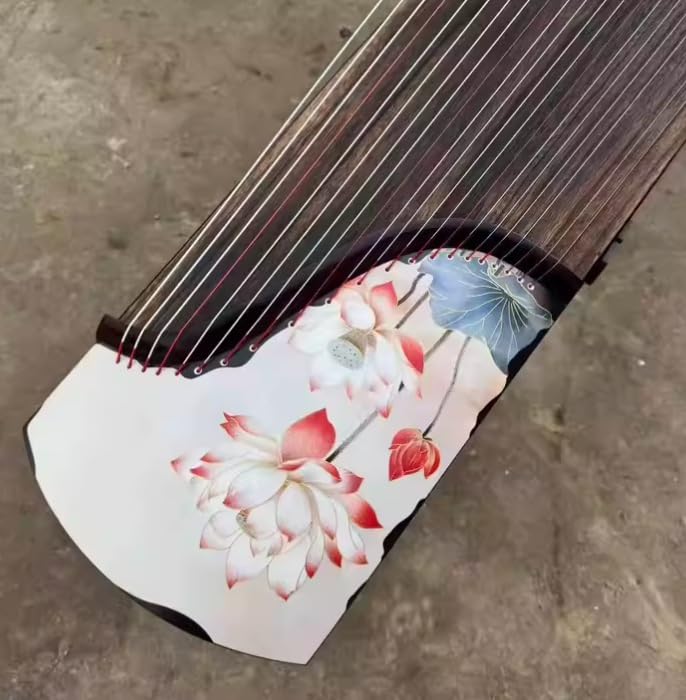 Guzheng Chinesische Saiteninstrumente, 163 cm, 21 Saiten, rotes Lotus-Muster