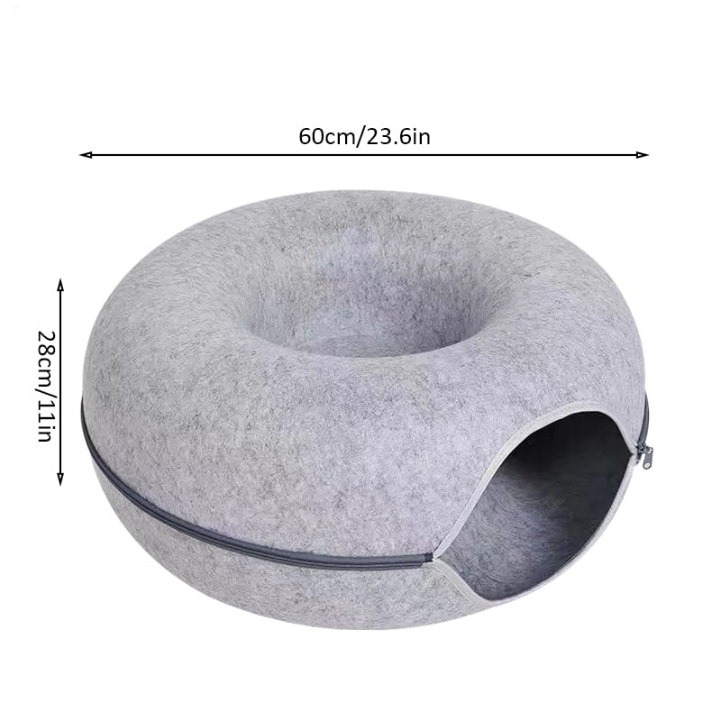 Letto a tunnel a forma di ciambella per gatti, letto a tunnel per gatti indoor - Letto rotondo per gatti in feltro con tunnel a forma di ciambella rimovibili e traspiranti | Tunnel in per gatti