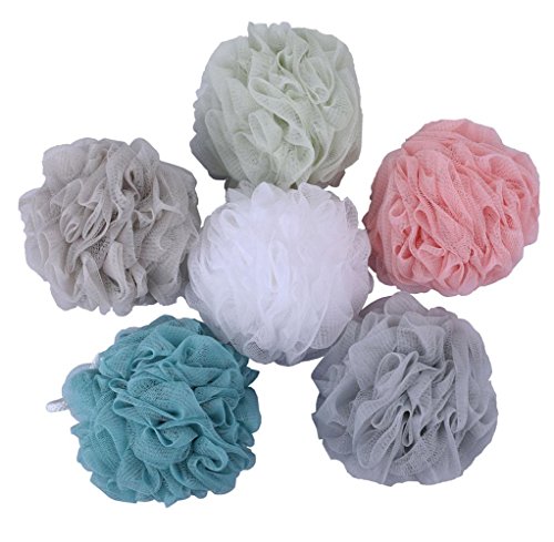 Mesh Poufs (60g/pcs) Bath and Shower Sponge Loofahs Exfoliating Mesh Puff - Great for Body Wash Pack of 6