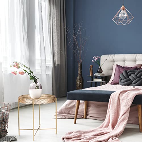 Jengryoe Metal End Table, Sofa Table Small Round Side Tables, Anti-Rust And Waterproof Accent Coffee Table,Foldable Removable Tray Design, For Living Room Bedroom Balcony Patio And Office (Gold) #TOP6