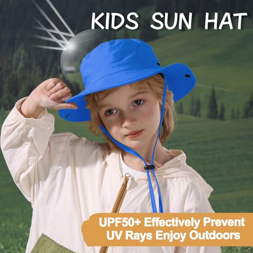 Image of Outdoor Kids Sun Hat UPF 50+ Quick Dry Foldable Bucket Hat Lightweight Adjustable Fishing Safari Hat for Girls and Boys