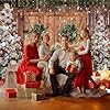 10x8ft Vinyl XMJJKUF Merry Christmas Backdrop Rustic Wooden Door Wreath Snowflake Xmas Tree Gift Background for Holiday New Year Party Banner Family Holiday Party Supplies #5