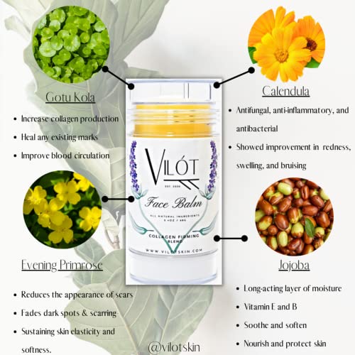 Vilot Skin Collagen Face Balm, Hydrating Daily Moisturizer, Anti-Aging, Face Oil Blend For Glowing Skin, Firming, Wrinkles, Slugging, Reduce Dark Spots - 2.4Oz #TOP2