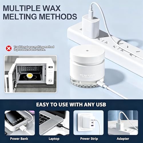 Image of Nose Wax Kit, 120g Nose Hair Wax Kit for Men & Women, Painless Nose Hair Removal with USB Fast Heat, Smart Constant Temp, 40 Applicators, Wooden Sticks, After-Wax Wipes and Moustache Guards (White)