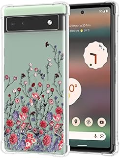 RALEAVO Compatible with Google Pixel 7 Pro Clear Floral Case Girly Soft Slim Bumper Case with Flower Pattern-Leaf Pattern