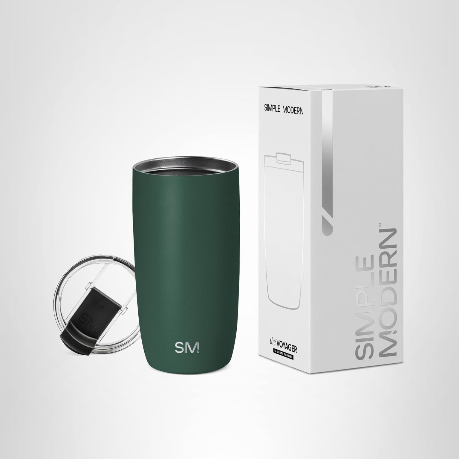 Travel Coffee Mug Tumbler with Flip Lid | Insulated Stainless Steel Iced Coffee Cup | Gifts for Women & Men | Voyager Collection | 470ml | Forest