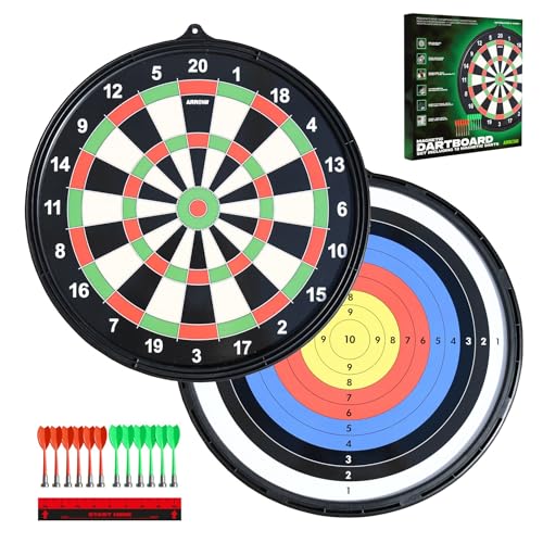 Jeu de fléchettes magnétique cible enroulable double face et fléchettes sans pointe