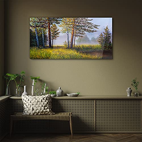 Impression sur verre fleurs de gazon pour salon moderne 100x50 - 3