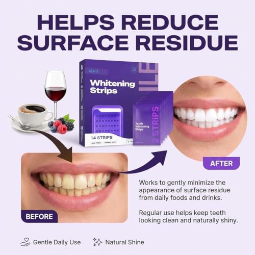 Image of Teeth Whitening Strips for Stain Removal - Enamel Safe Oral Care, Gentle Adhesion, Designed to Help Improve Smile Appearance (14 Strips)